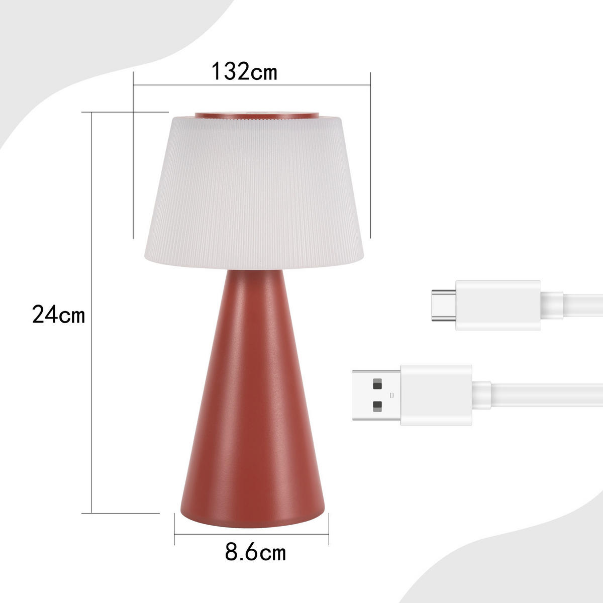 LED TISCHLEUCHTE Nathaniel - Rot, Kunststoff (13/13/26cm) - Nettlife