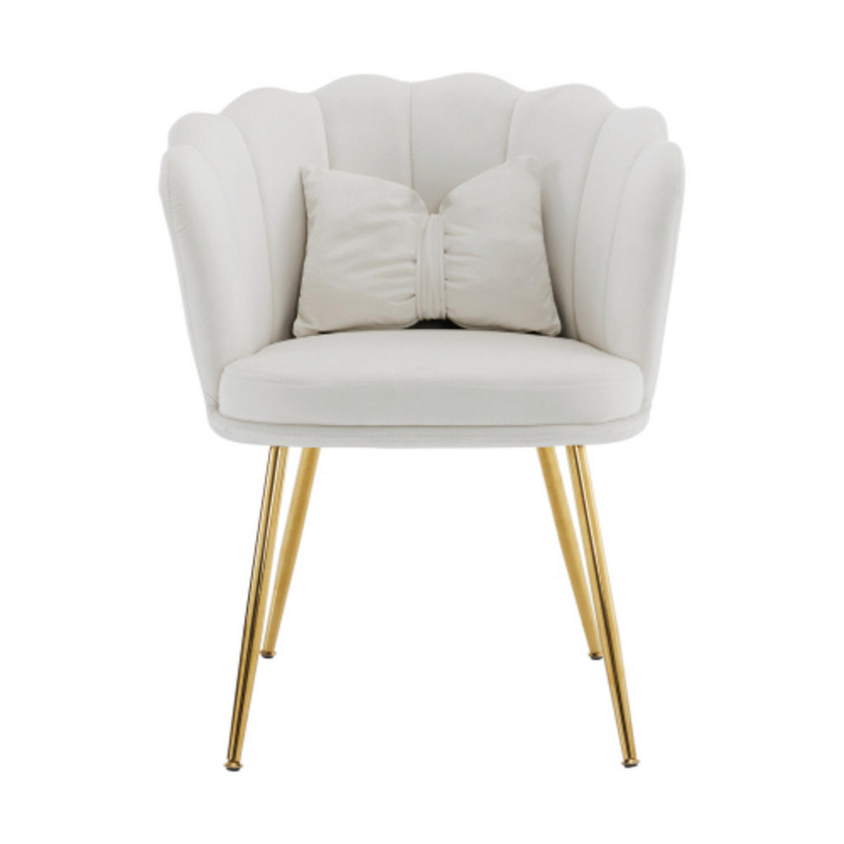 SESSEL aus Samt 63×58×77 mit vergoldete Beine, weiß - Weiß, Textil (58/77/63cm) - Luhomfu