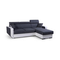 ECKSOFA PALAZZO Grau Geflochtener Stoff mit Schlaffunktion - Grau, Holz (236/165cm) - MASSENO