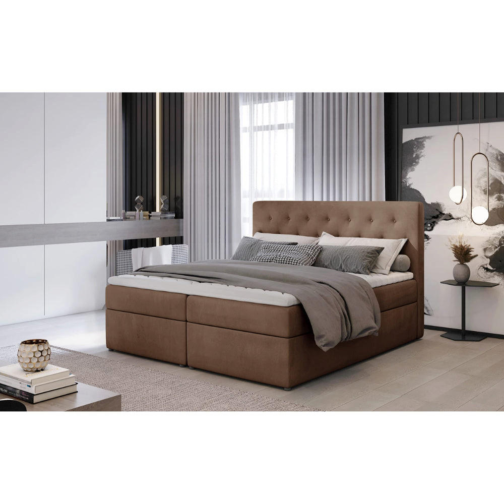 BOXBETT Loree Bonellfederkern - Hellbraun, Holz/Holzwerkstoff (180/200cm) - Best For Home