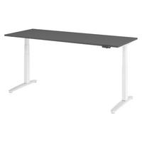 SCHREIBTISCH elektrisch XBHM 80/200/74 cm in Graphitfarben/Weiß/Alu poliert - Silberfarben/Graphitfarben, Holzwerkstoff (80/200/74cm) - bümö