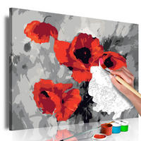 MALEN NACH ZAHLEN 50/40 cm - Rot/Grau, Textil (1.4/40cm) - KUNSTLOFT