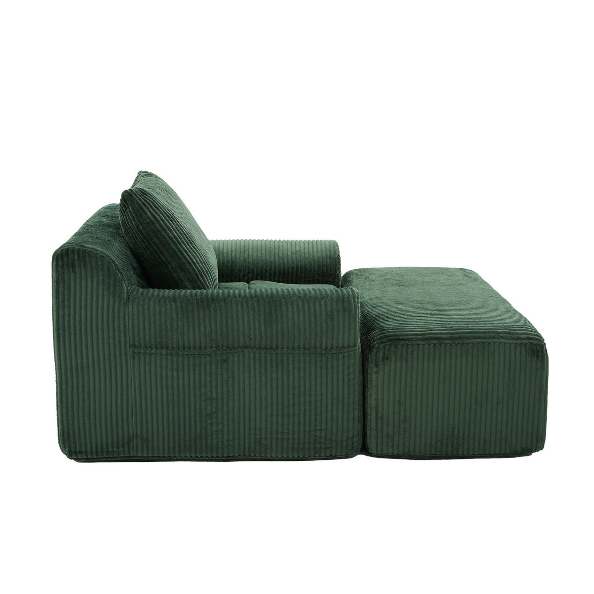 RELAXSESSELSET Übergroßer Loungesesselmit Fußhocker,Cord,Grün - Grün, Textil (110/87/147cm) - LVHOM