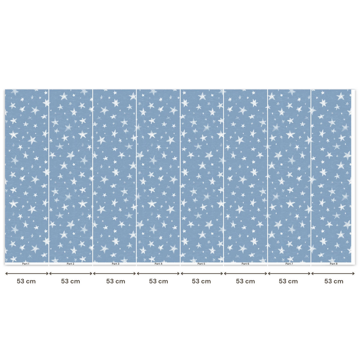 KINDERTAPETE - Sterne - Muster - Blau - 450x220 cm - Hellblau, Papier (450/220cm) - OnlyWow