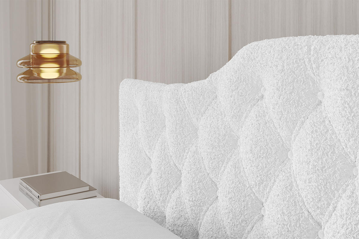 POLSTERBETT mit Bettkasten, Fußteil und Lattenrost, Boxbett ohne Matratze - FALIO-Z-V1 180x200 Weiß - Weiß, Holzwerkstoff/Textil (180/200cm) - ALTDECOR