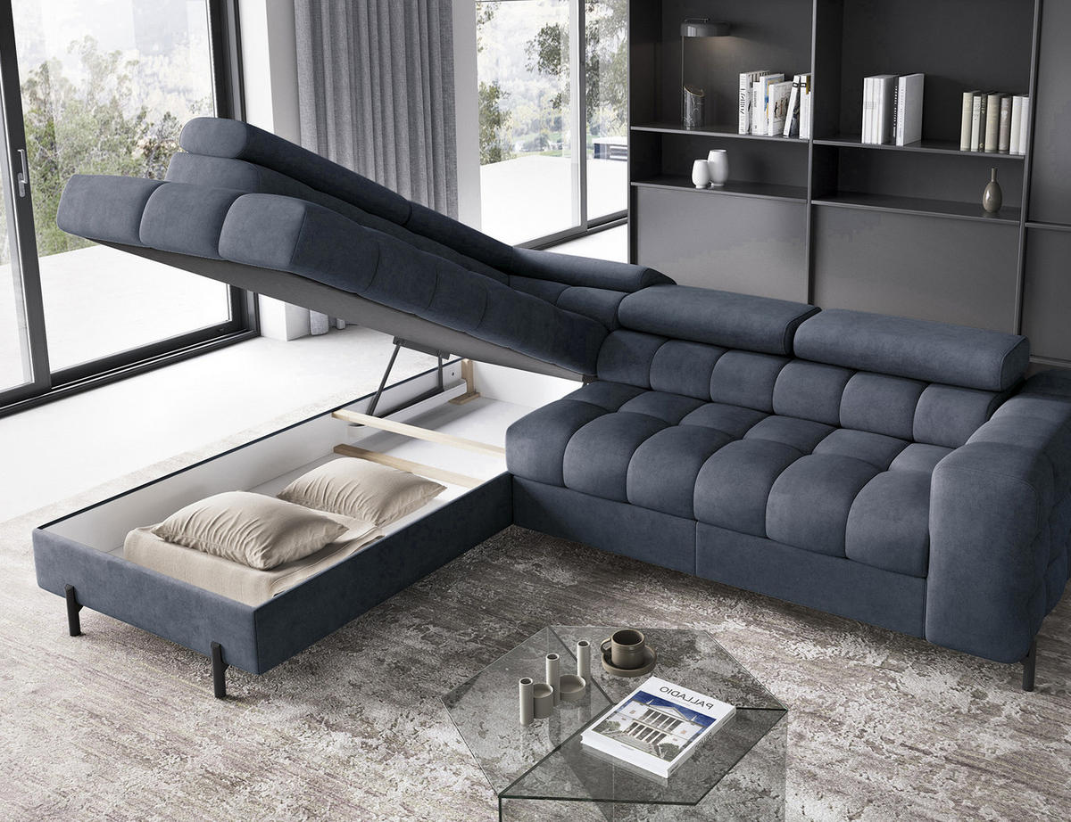 ECKSOFA Ferrucio L - Anthracite (Aura 40) - Anthrazit, Holzwerkstoff (276/200cm) - Möblo