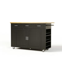 KÜCHENINSEL DE-41393 120/45-70/84 cm, klappbare Arbeitsplatte und Steckdosen Schwarz - Schwarz, Holzwerkstoff (120/84/70cm) - ComfortXL
