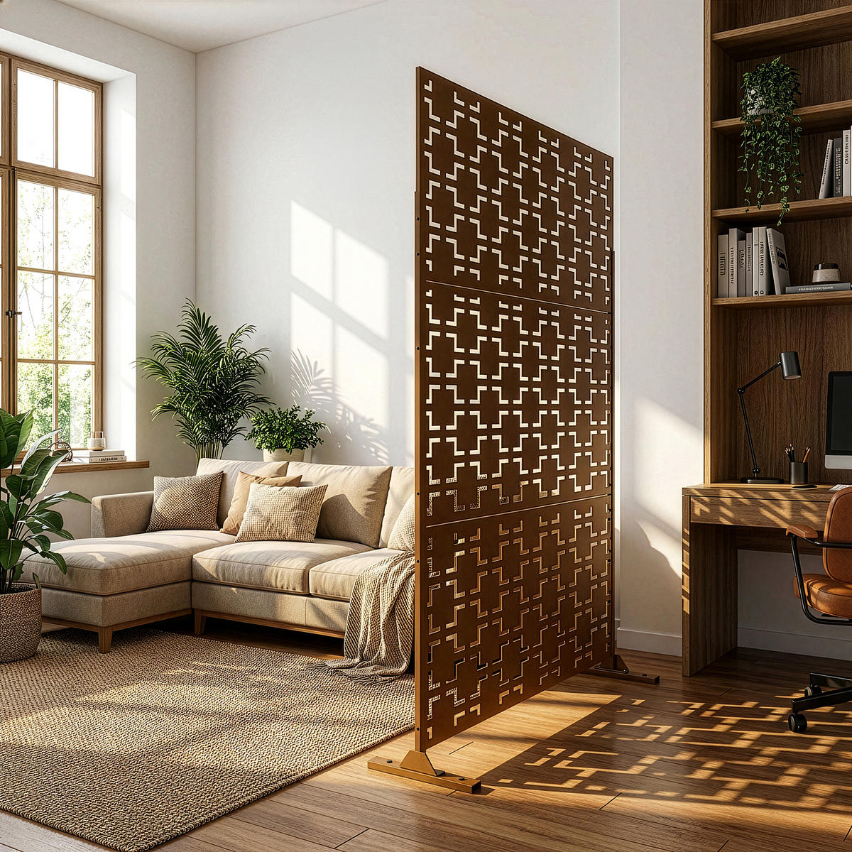 PŘÍČKA Basciano - hnědá, kov (120/180cm) - casa.pro