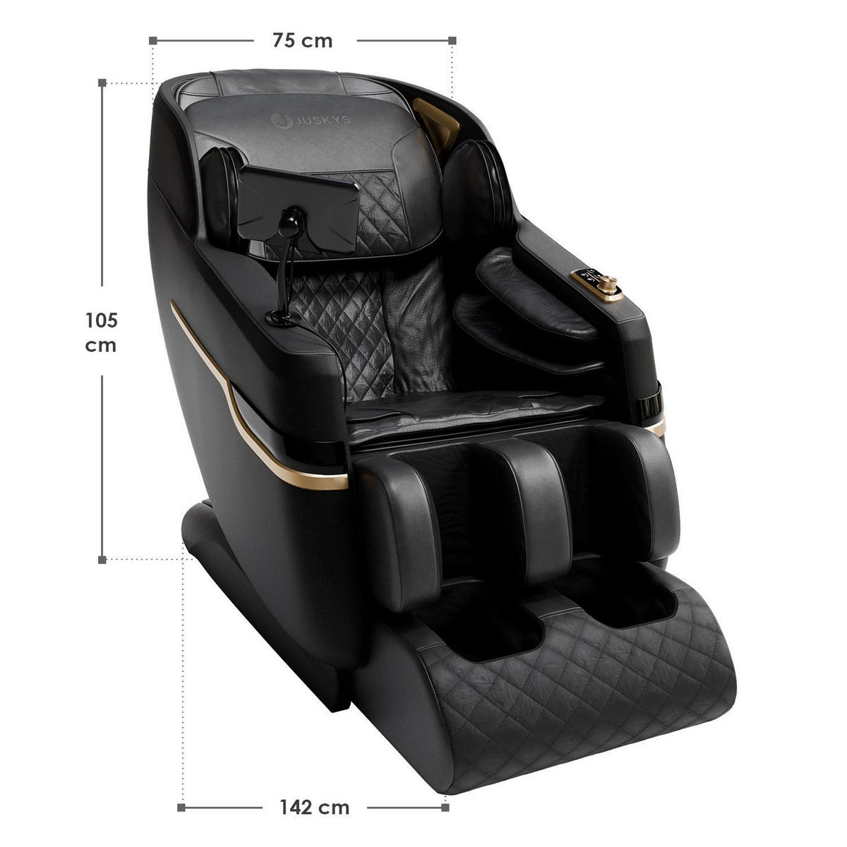 MASSAGESESSEL Naxos Schwarz - Schwarz, Textil (75/105/142cm) - Juskys