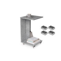 BEISTELLTISCH Rechteckig Betonoptik mit Ablage und Rollen - Grau, Holzwerkstoff (40/40/66cm) - designimpex