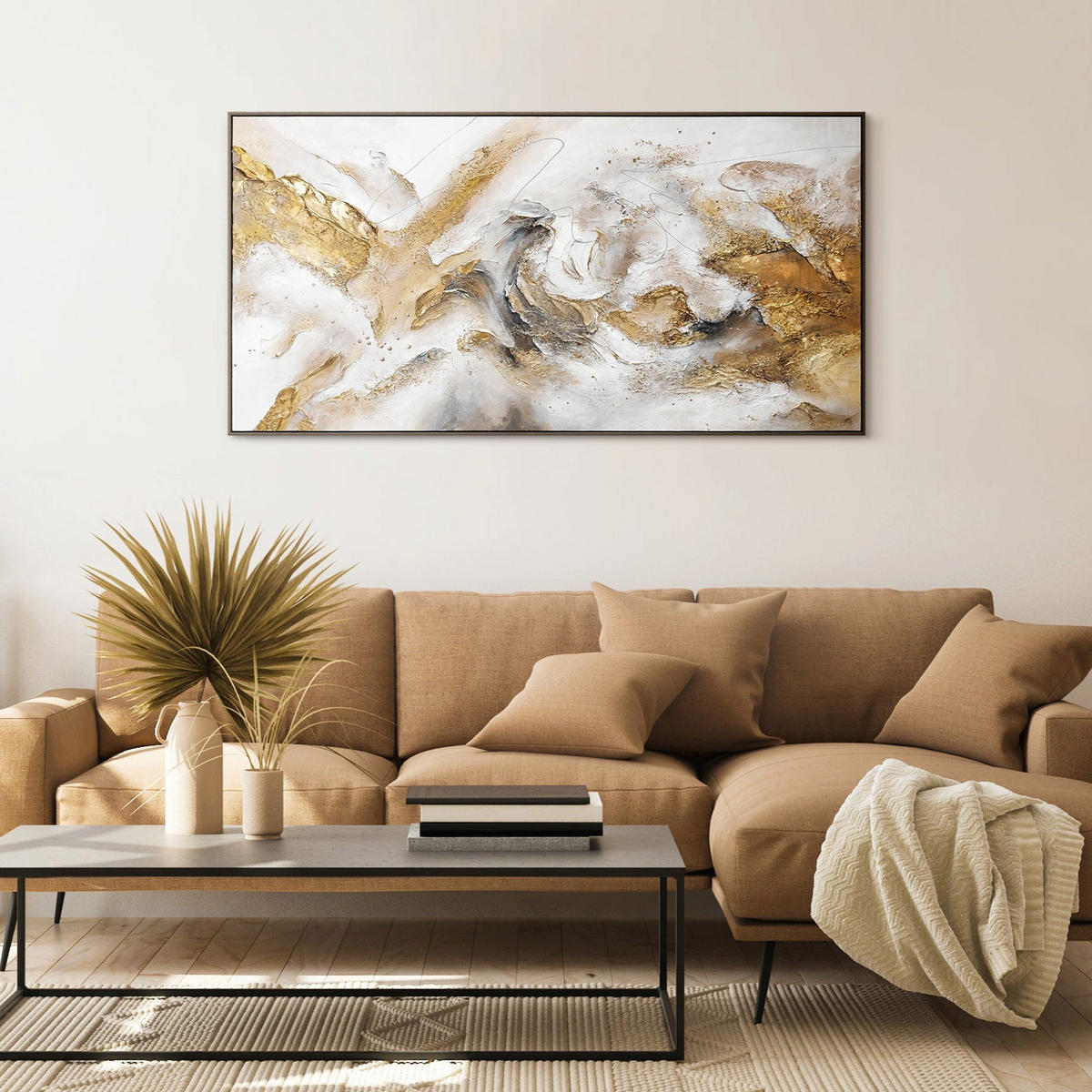 GEMÄLDE Konsonanz Schattenfugenrahmen Grau 100x50 cm - Grau, Holz (100/50cm) - YS-art gallery