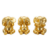 DEKOFIGUREN IM 3ER-SET, goldfarben, Polyresin, Motiv: Elefanten - Goldfarben, Kunststoff (15.5/20.5/15.5cm) - Mauro Ferretti