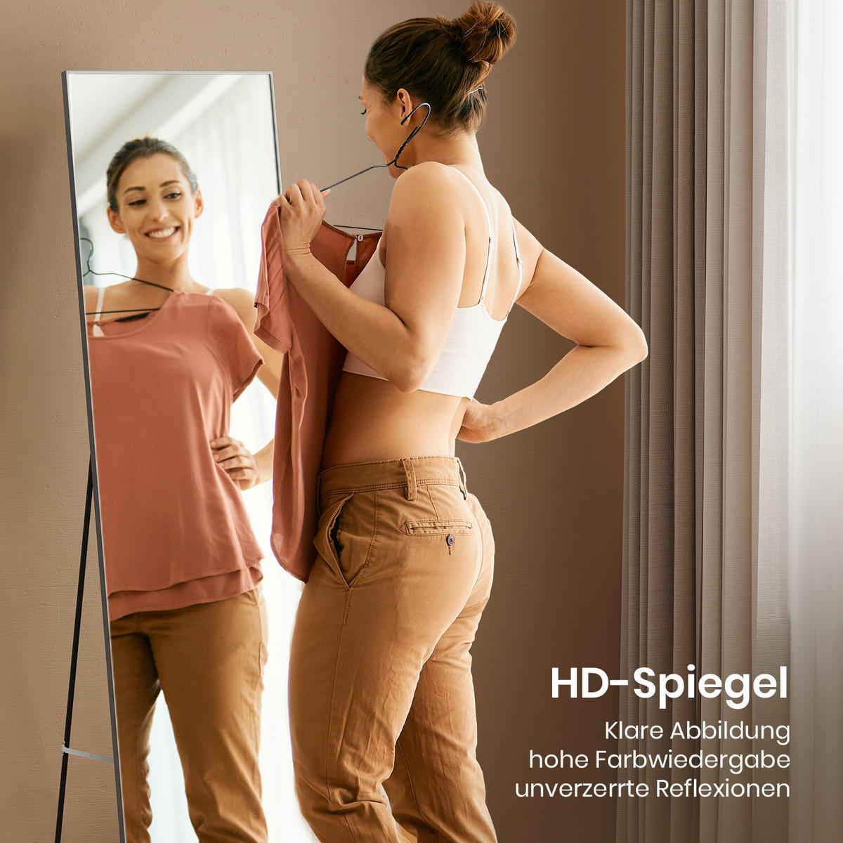 STANDSPIEGEL Wandmontage oder Freistehend Chromer Metallrahmen 160/40 cm - Silberfarben, Glas/Metall (40/160/160cm) - EMKE