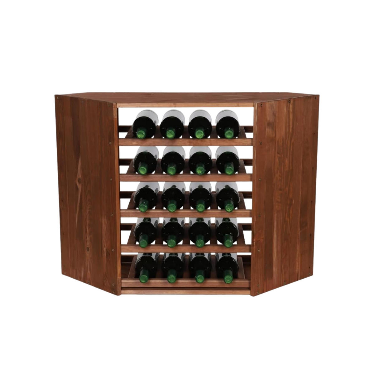 WEINREGAL Vincellar Mod 60x30x30 cm Eckmodul Für 18 Flaschen Massives Kiefernholz Braun Geölt - Braun, Holz (30/60/30cm) - PROREGAL