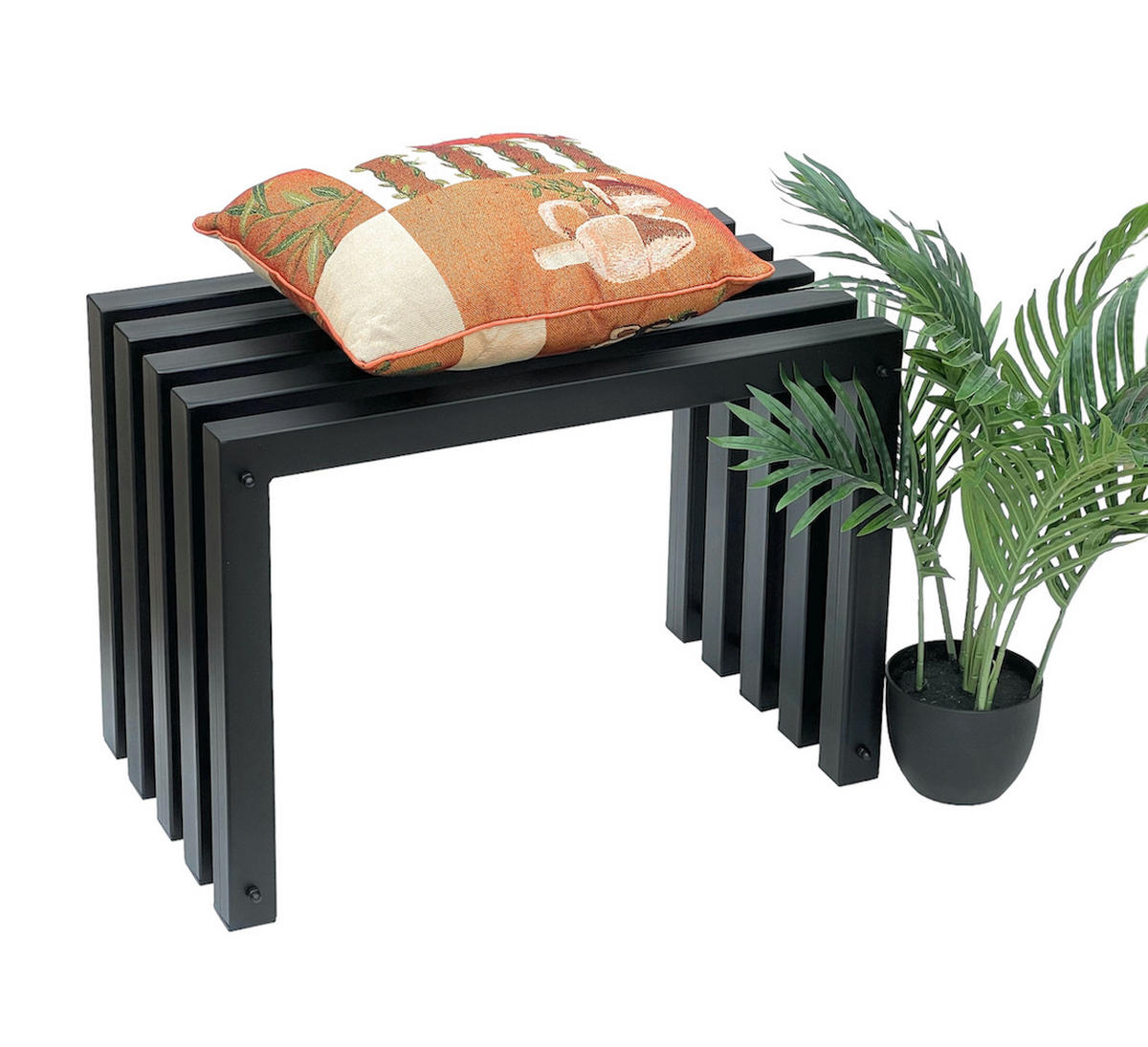 HOCKER IDA Metall Schwarz 60 cm 96446 - Schwarz, Metall (60/43.5/37cm) - DanDiBo