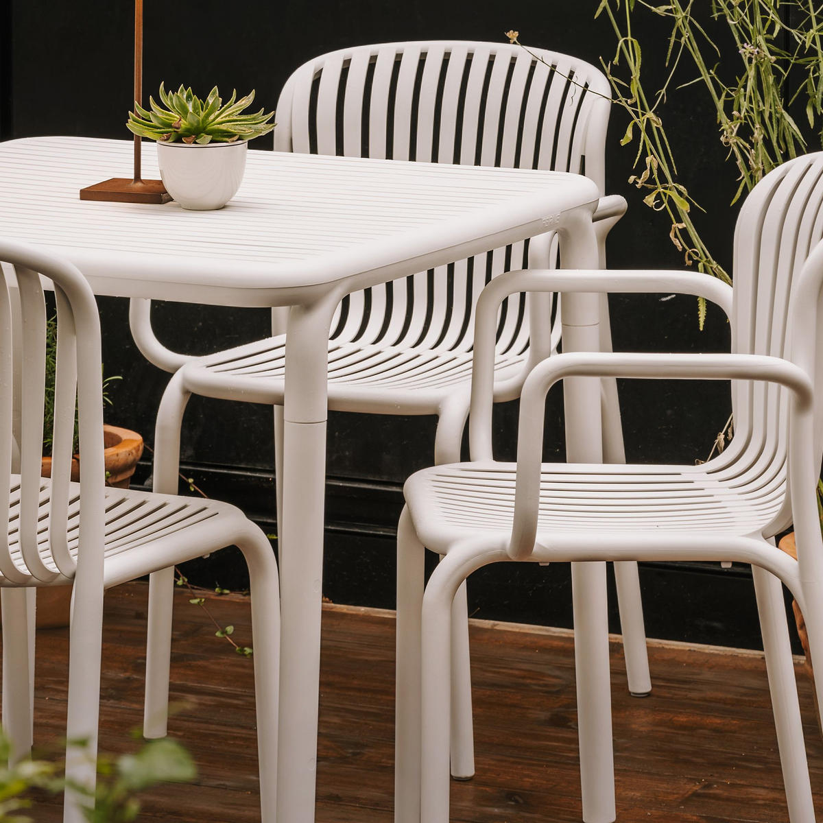 GARTENSTUHL FICCARI 4-er Set, Weiß - Weiß, Kunststoff (57.5/82.5/53cm) - KONSIMO®