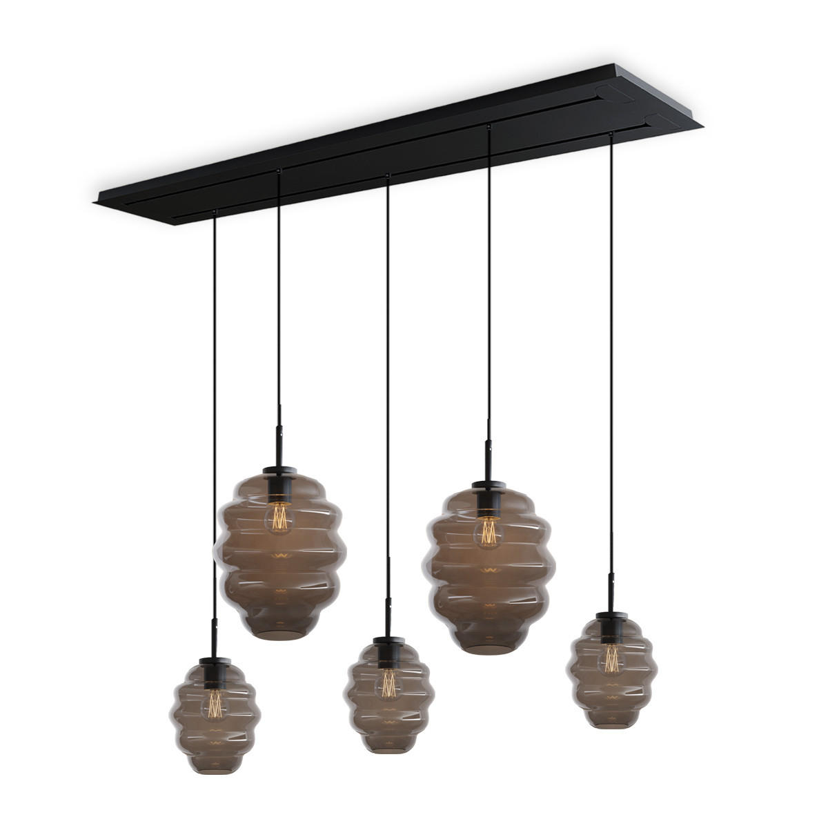 HÄNGELEUCHTE Echos 5-flammig Rauch Ø 18/25cm - Anthrazit/Schwarz, Glas (18/18/20cm) - s.luce