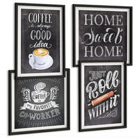 BILDER SET 4er Set - 50x50 cm & 40x60 cm Schwarzer Rahmen - Kaffeeroller, heimelige Wärme - Schwarz, Kunststoff (50/50cm) - TULUP