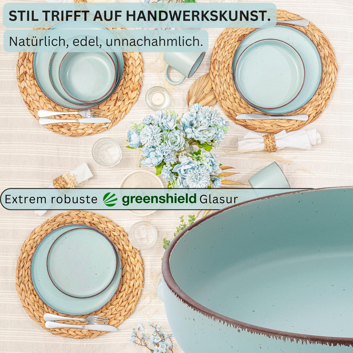 PASTASCHALEN BOMBAY BREEZE - 4 teilig aus Steingut - Hellblau, Stein (20.5cm) - Sänger