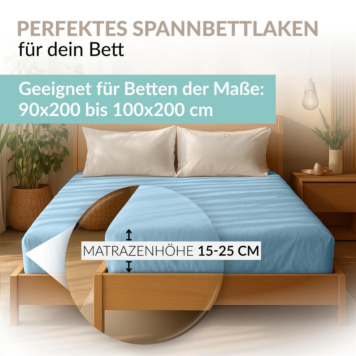 JERSEY-SPANNBETTTUCH 90x200 - 100x200 Große Bettlaken aus 100% Baumwolle, Spannbettlaken Laken Uni Stahl-Blau - Blaugrau, Textil (100/200cm) - Carpe Sonno