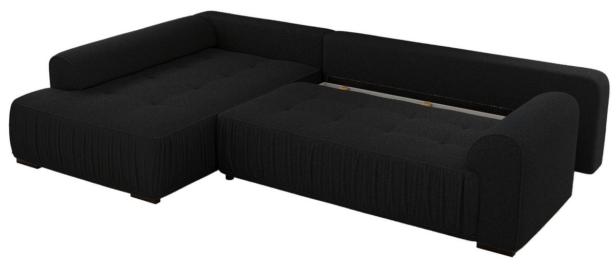 ECKSOFA ORTA Schwarz Boucle - Links - Schwarz, Textil (325/200cm) - MKS
