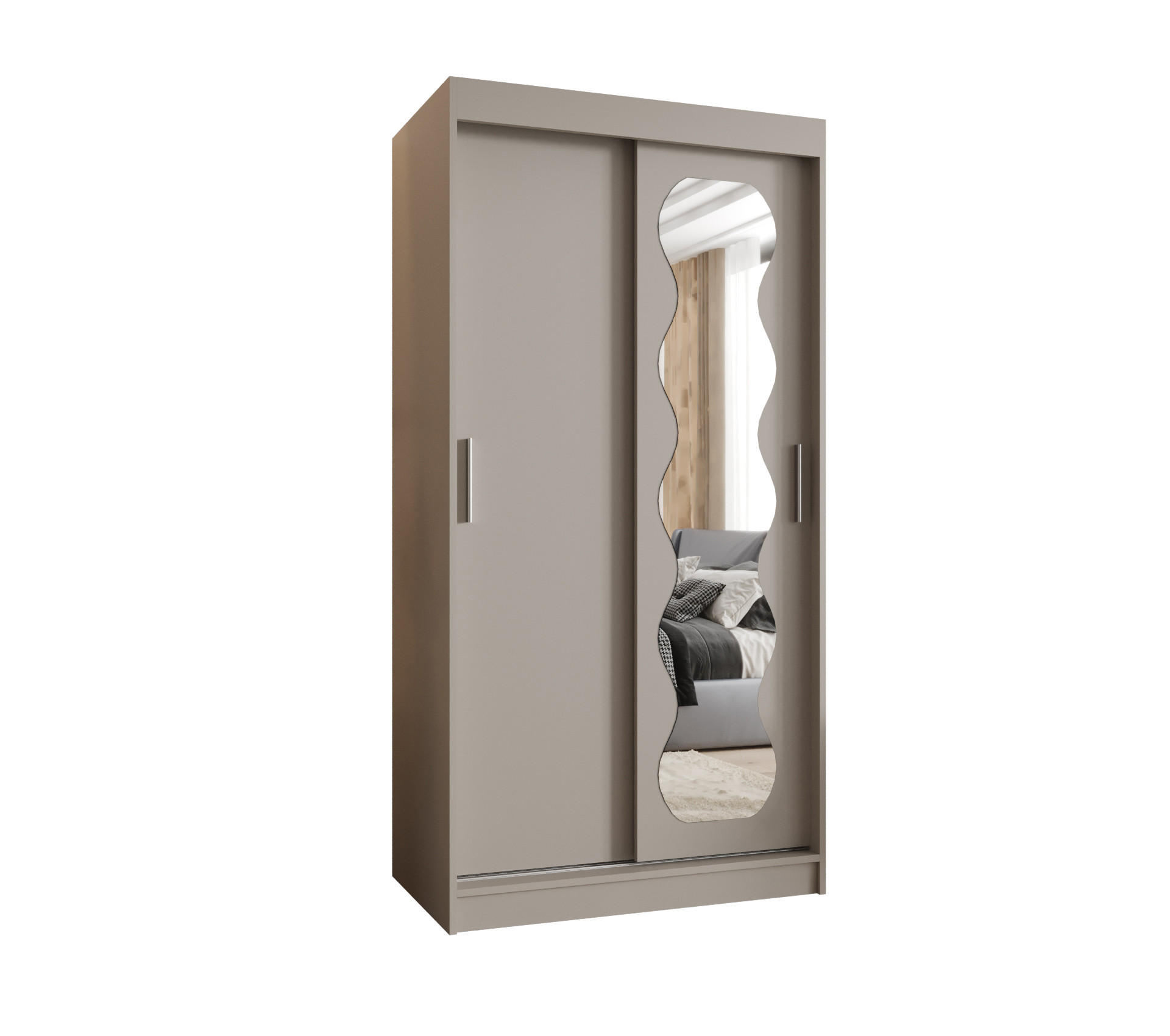SCHWEBETÜRENSCHRANK 200/100/62 2-türig - Kaschmir/Silberfarben, Holz (100/200/62cm) - MÖBEL KRYSPOL