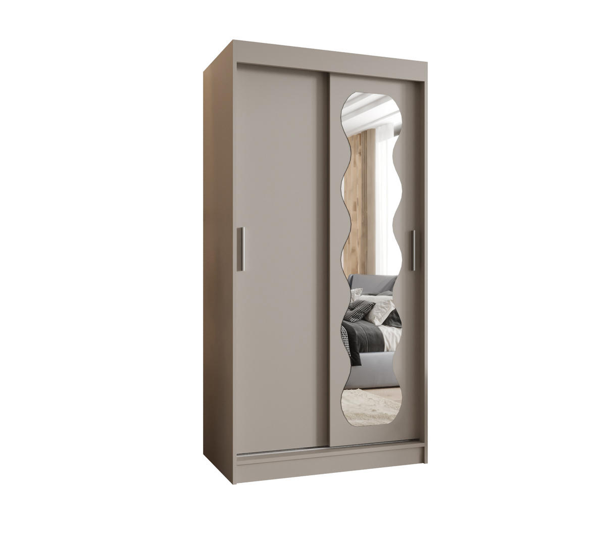 SCHWEBETÜRENSCHRANK 200/100/62 2-türig - Kaschmir/Silberfarben, Holz (100/200/62cm) - MÖBEL KRYSPOL