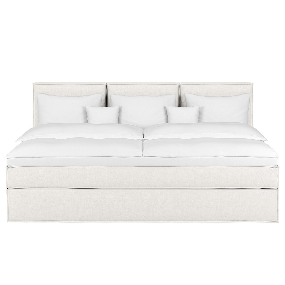 FAMILIENBETT - Boxspringbett, Flachgewebe - Weiß, Textil (270/200cm) - home24