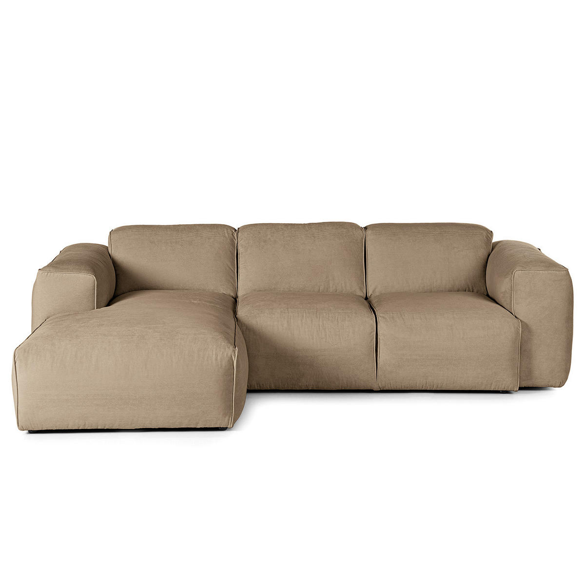 3-SITZER ECKSOFA mit Longchair - Taupe/Schwarz, Kunststoff/Textil (251/173cm) - home24