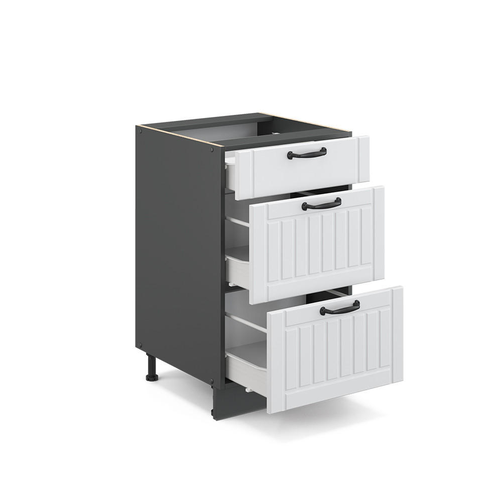 SCHUBLADENSCHRANK Fame-Line Weiß Landhaus 50 cm ohne AP - Anthrazit/Weiß, Holzwerkstoff (50/82/51.6cm) - Vicco