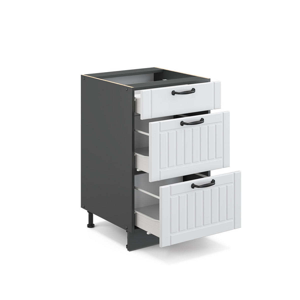 SCHUBLADENSCHRANK Fame-Line Weiß Landhaus 50 cm ohne AP - Anthrazit/Weiß, Holzwerkstoff (50/82/51.6cm) - Vicco