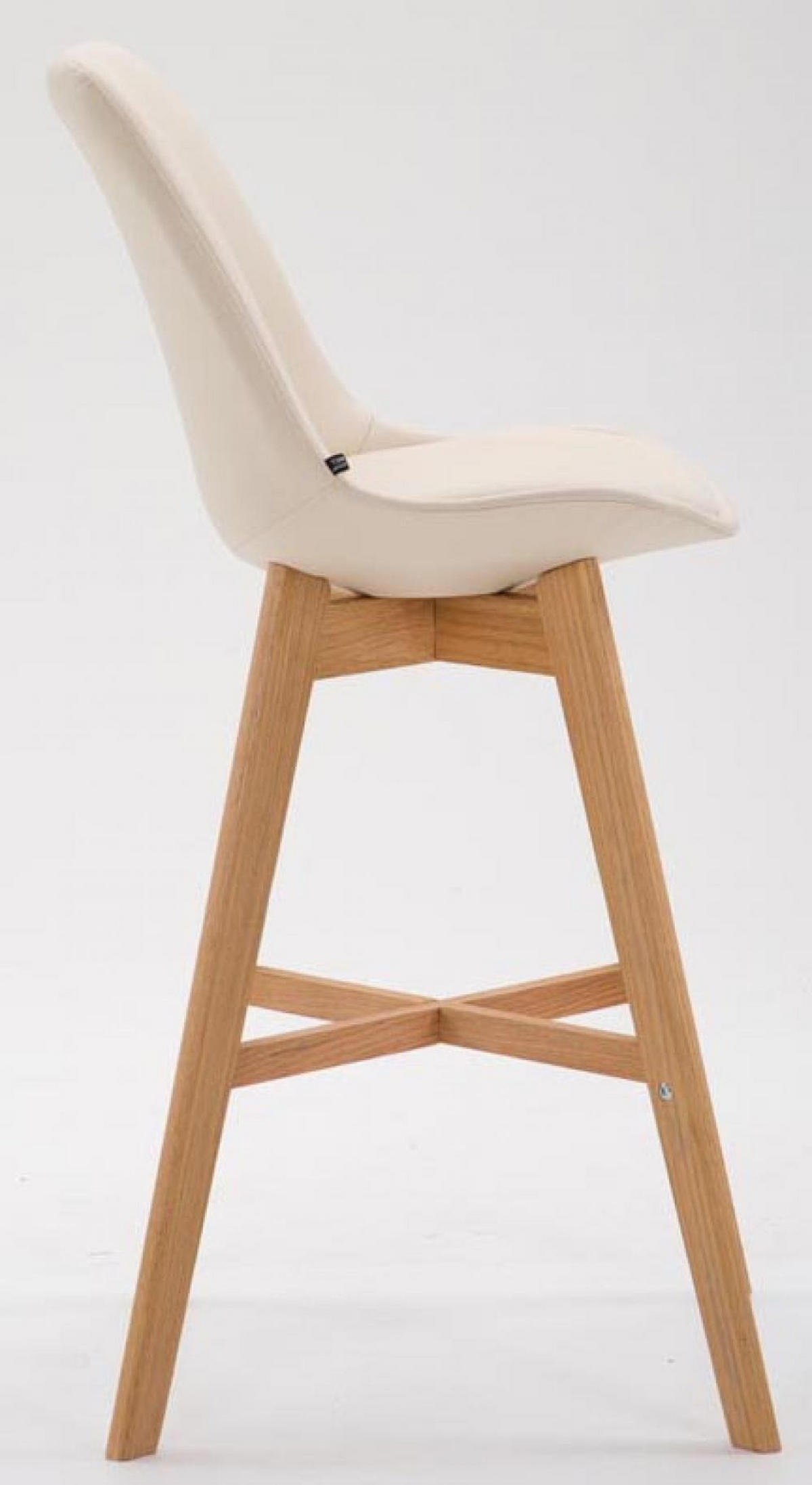 BARHOCKER 2er Set Lederlook creme - Eukalyptusholzfarben/Creme, Holz/Textil (48/112/56cm) - CLP