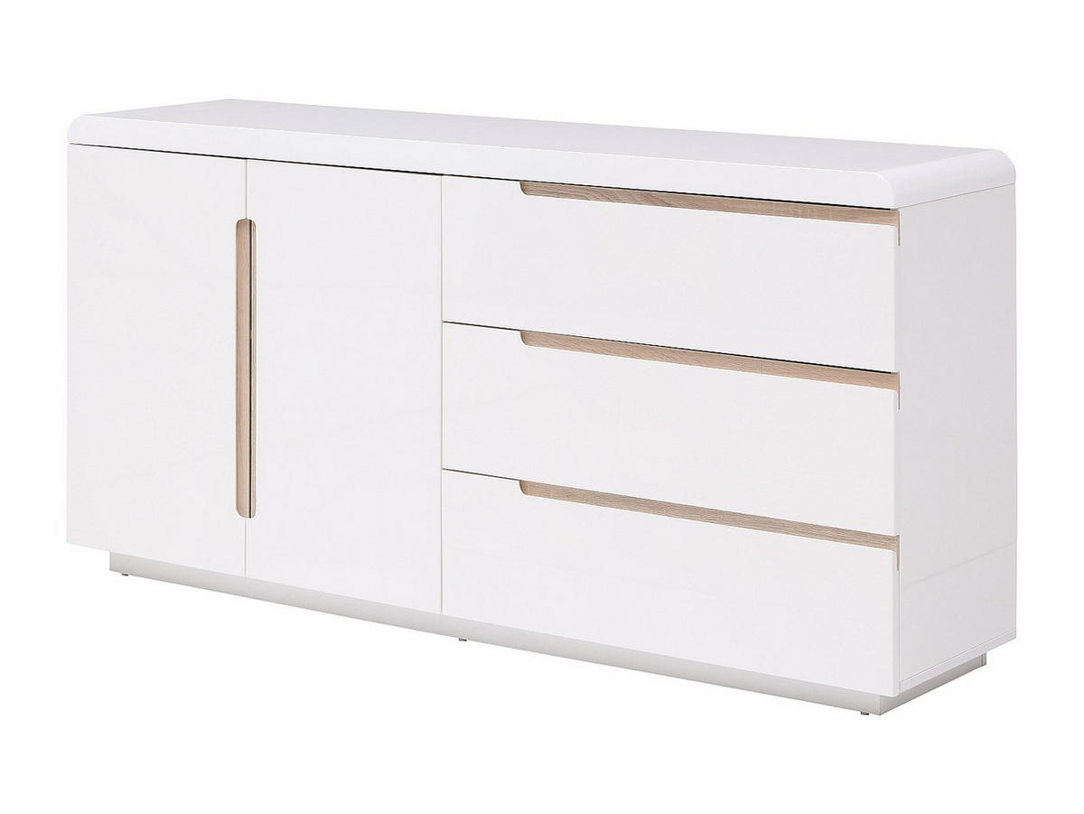SIDEBOARD mit 2 Türen & 3 Schubladen - Weiß & Holzfarben - NURINI - Weiß, Holz (160/80/39.6cm) - Vente-Unique