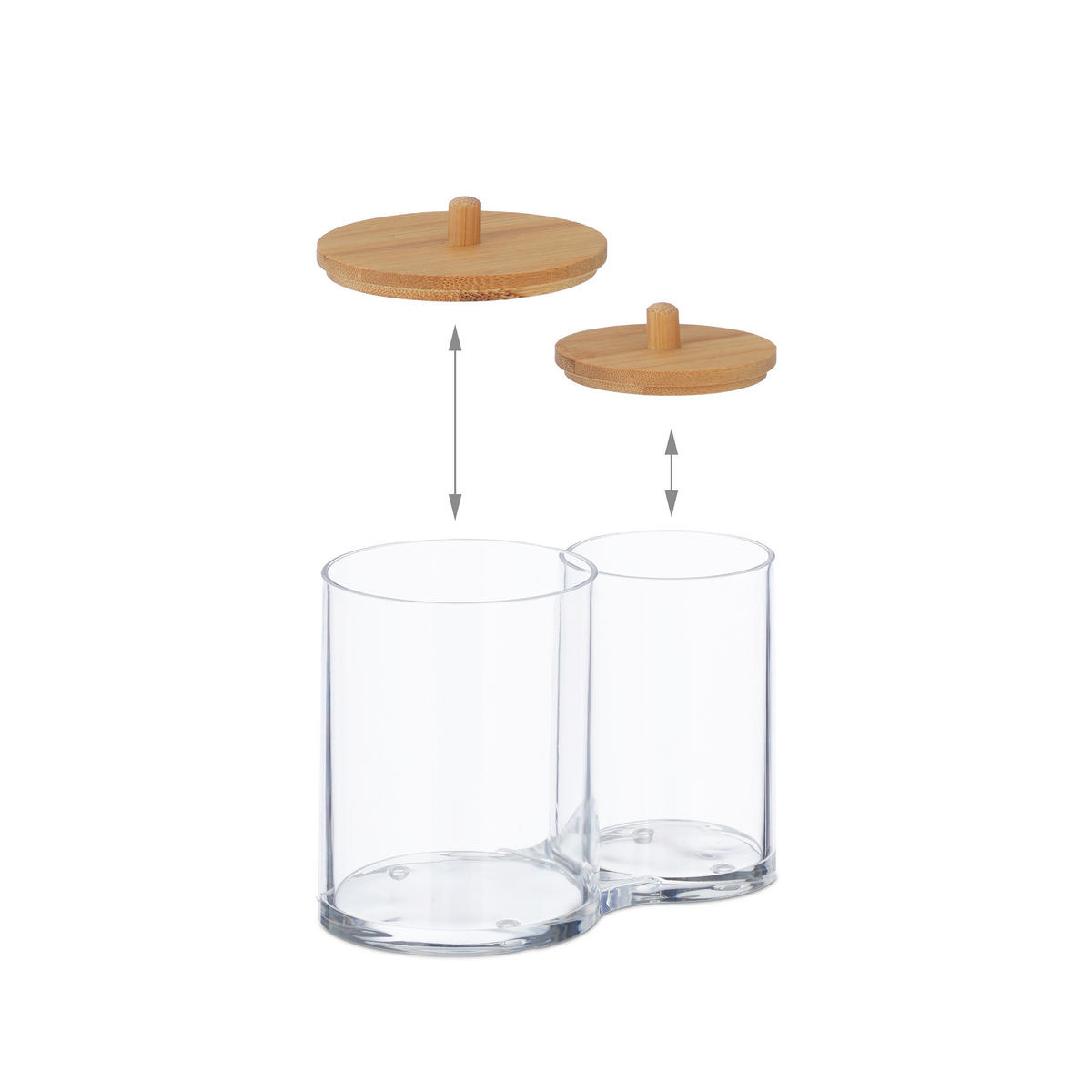 NÁDOBA na vatové tyčinky - různobarevná, dřevo/plast (15/12/8.5cm) - Relaxdays