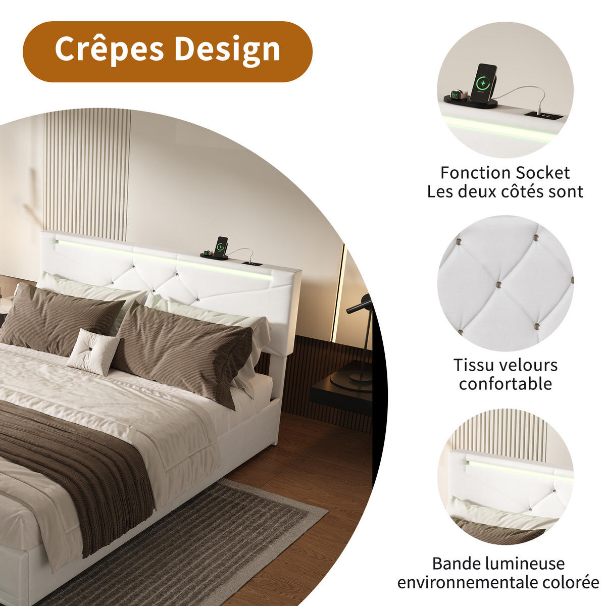 POLSTERBETT 140x200 Beige - Beige, Metall (140/200cm) - SHOPENTRA