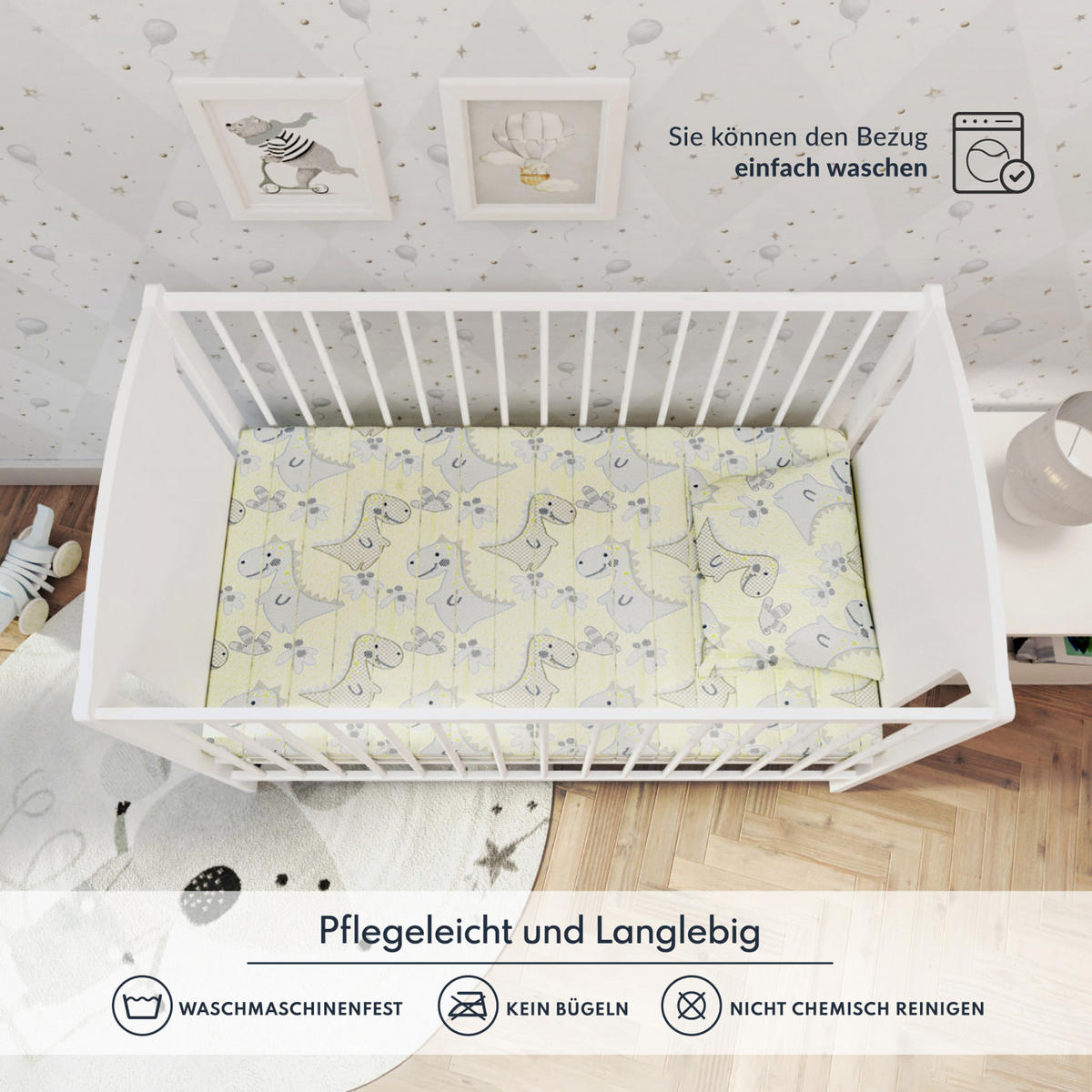 KINDERMATRATZE Smile Dino - Pastellgrün/Weiß, Textil (90/200cm) - FDM