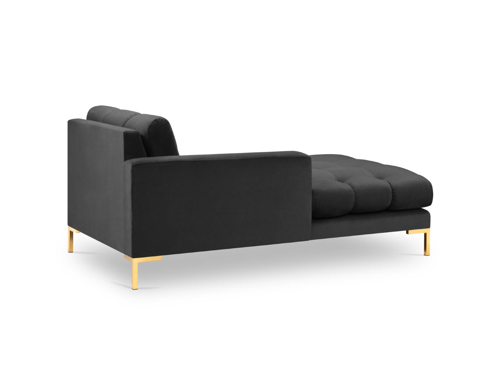 CHAISELONGUE links Mamaia aus Samt dunkelgrau - Dunkelgrau, Textil (102/75/185cm) - Micadoni