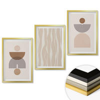 WANDBILDER 3er Set - 40x60 cm Goldrahmen - Abstrakte Formen braun beige - Goldfarben, Kunststoff (40/60cm) - ArtPrintCave