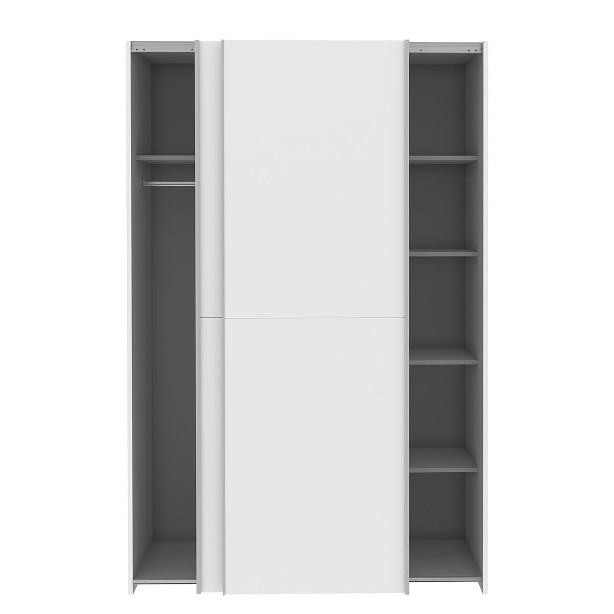 SCHWEBETÜRENSCHRANK - Silberfarben/Weiß, Holzwerkstoff/Metall (120/191/61cm) - home24