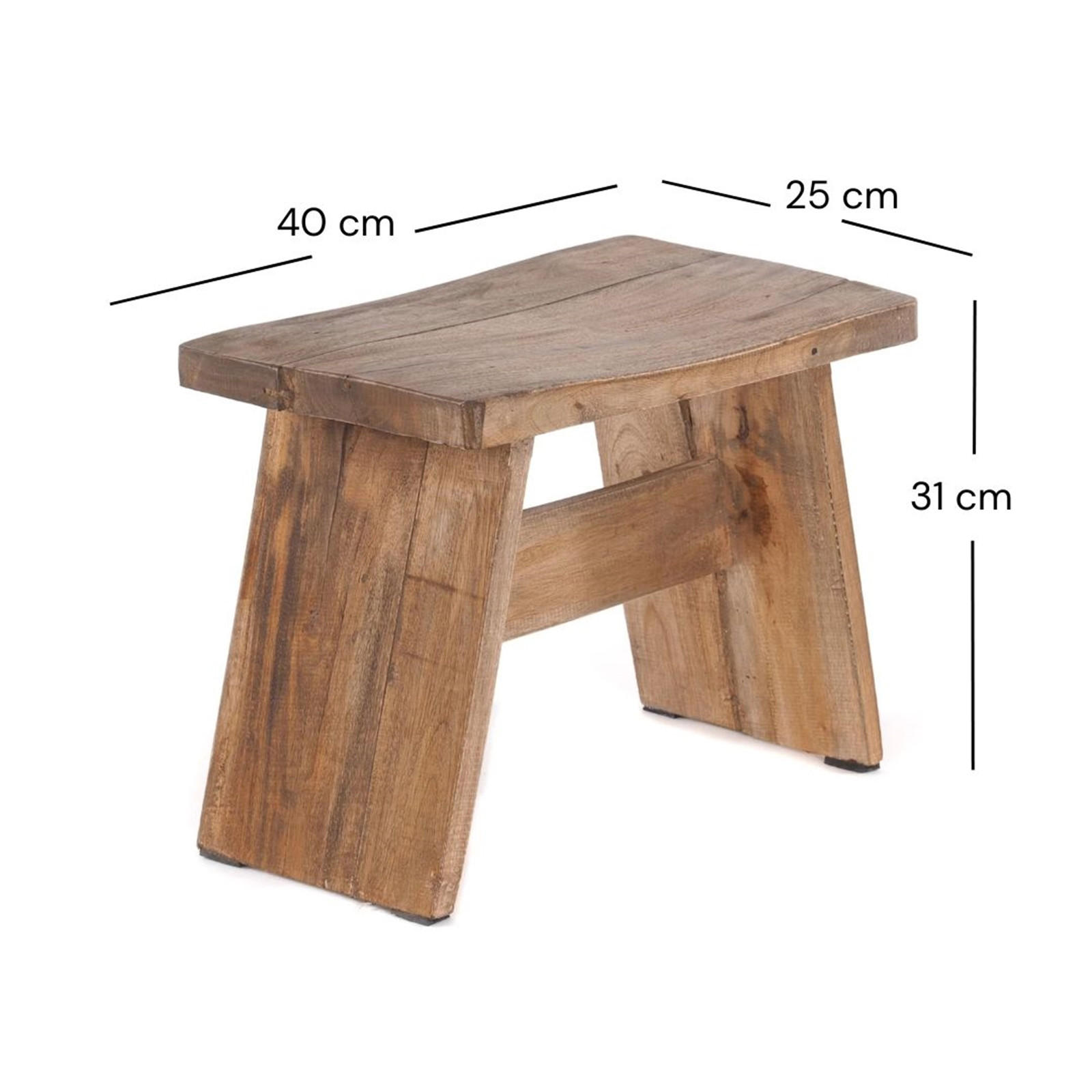 HOCKER SCHEMEL 40 Mahagoni Massivholz 01 natur-vintage - Naturfarben, Holz (40/31/25cm) - DESIGN DELIGHTS