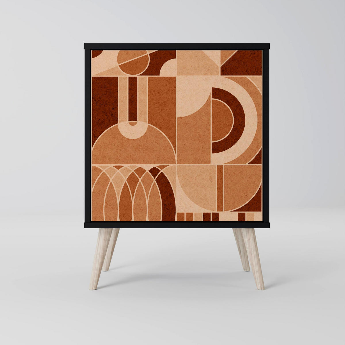 SIDEBOARD PRISM MOSAIC, Schwarz, 57,5x42x72,5 cm, Schwarze Metallfüße - Multicolor/Schwarz, Holzwerkstoff/Metall (57.5/72.5/42cm) - SpaceRebels