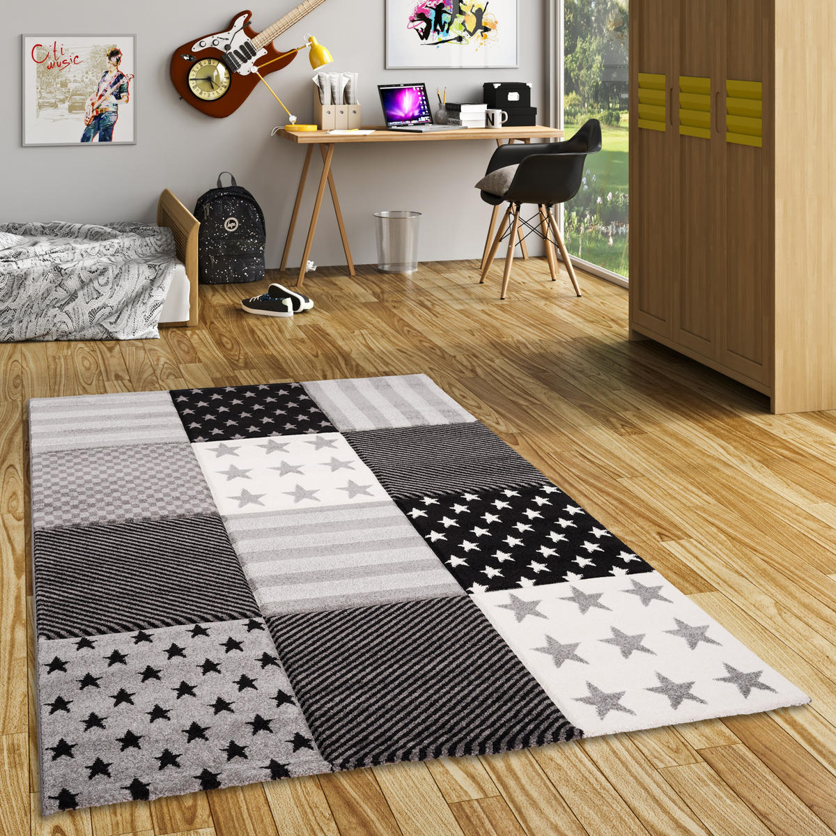 KINDER UND JUGEND TEPPICH MAUI STERNE - Grau, Textil (80/150cm) - Pergamon