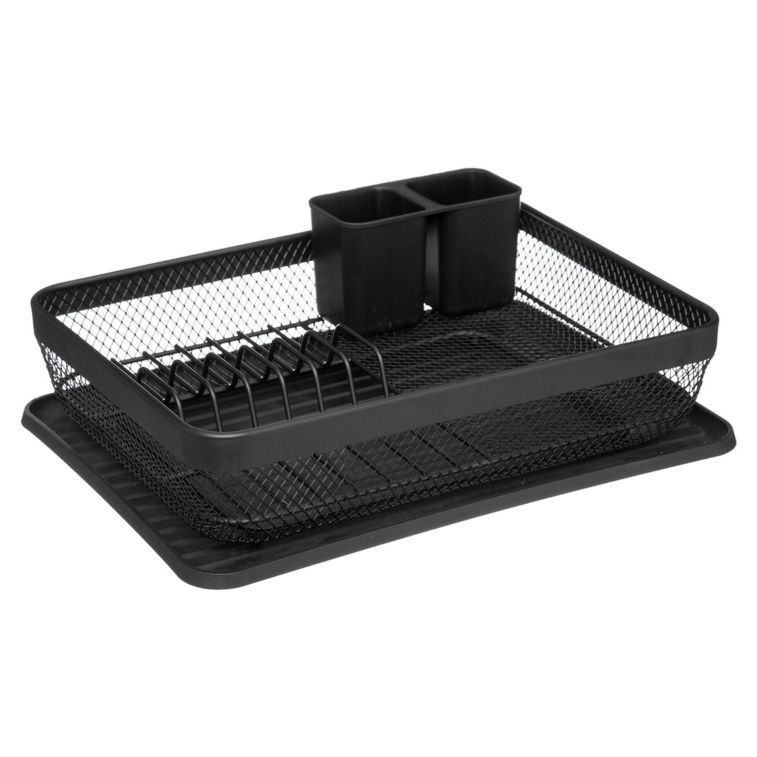 GESCHIRRTROCKENSTÄNDER mit Abtropfmatte Mayaj, Metall, Kunststoff, Schwarz, 43 x 32 cm - Schwarz, Kunststoff (32.5/14/43.5cm) - 5five Simply Smart