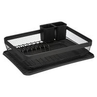 GESCHIRRTROCKENSTÄNDER mit Abtropfmatte Mayaj, Metall, Kunststoff, Schwarz, 43 x 32 cm - Schwarz, Kunststoff (32.5/14/43.5cm) - 5five Simply Smart