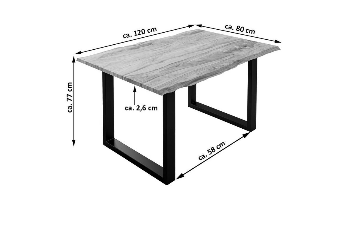 ESSTISCH MAILAND - Beige/Schwarz, Holz/Metall (80/120/77cm) - SAM