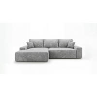 ECKSOFA VERONA links grau Cord Poso 55 - Schlaffunktion, Bettkasten - Grau, Textil (280/185cm) - Cornero