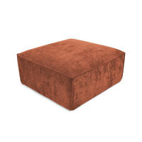 POUF Chenille Stoff Orange - Terracotta/Schwarz, Holzwerkstoff/Kunststoff (87/46/87cm) - Makamii