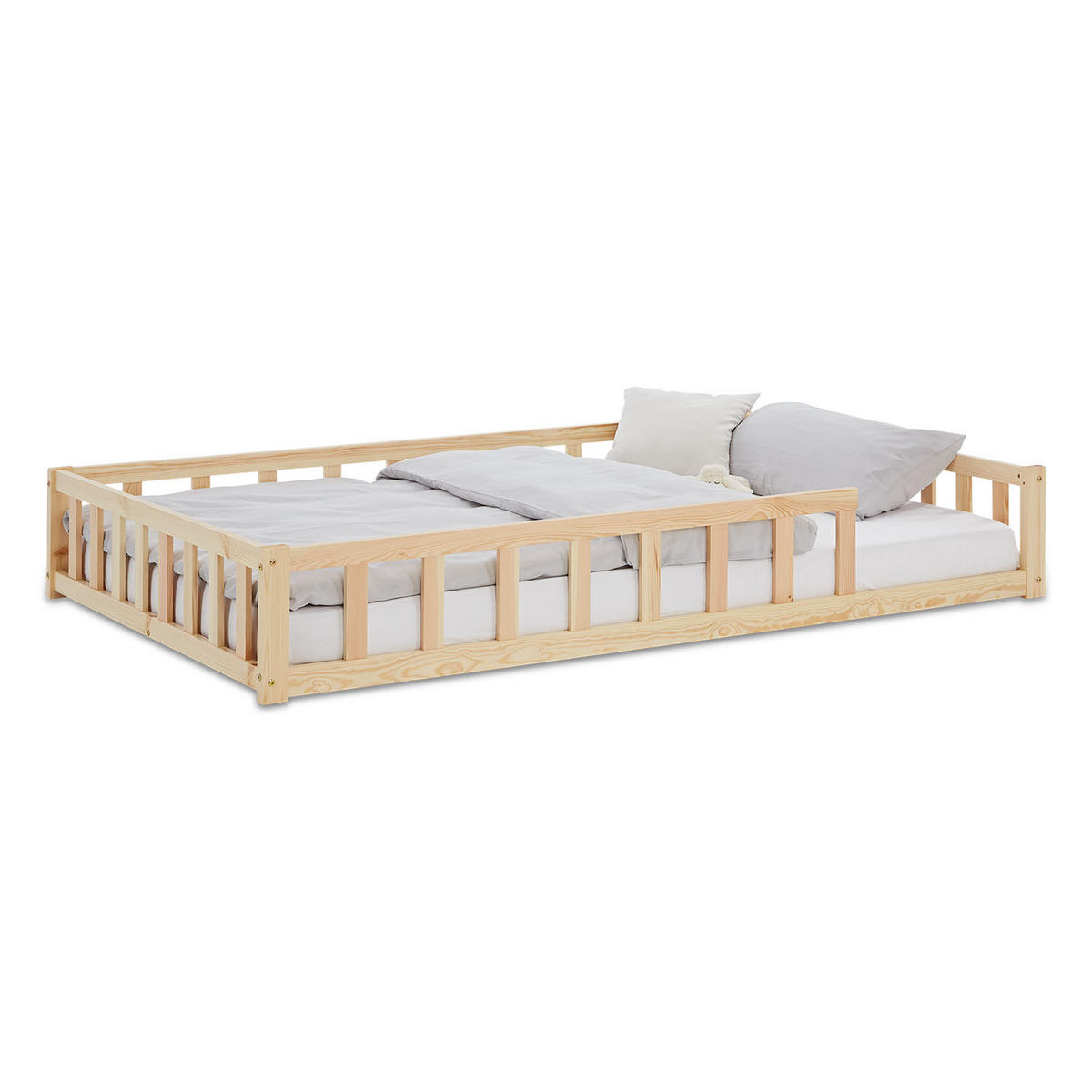 BODENBETT 120x200 cm Natur mit Lattenrost - Naturfarben, Holz (120/200cm) - Homestyle4u