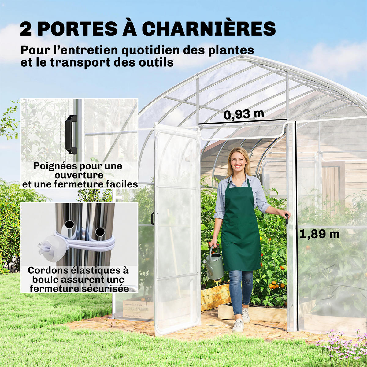 GEWÄCHSHAUS DE-12076 12 m² mit 2 Flügeltüren & PO-Antitropffolie Transparent - Transparent, Metall (296/267/391cm) - ComfortXL
