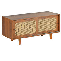 SCHUHSCHRANK aus Spanplatte 104x40x48cm in Walnuss mit Rattan-Türen - Walnussfarben, Holzwerkstoff (104/48/40cm) - Modfu